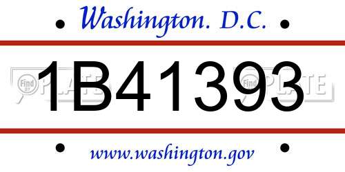 1B41393 District Of Columbia License Plate