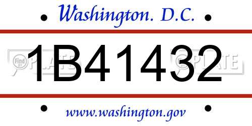 1B41432 District Of Columbia License Plate