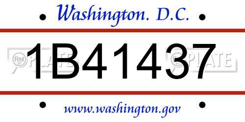 1B41437 District Of Columbia License Plate