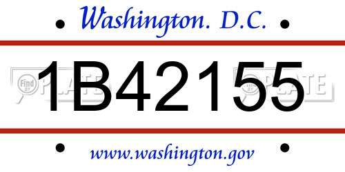 1B42155 District Of Columbia License Plate