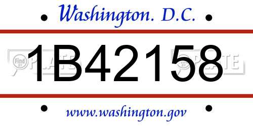 1B42158 District Of Columbia License Plate