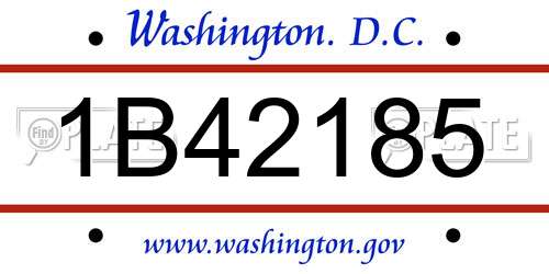 1B42185 District Of Columbia License Plate