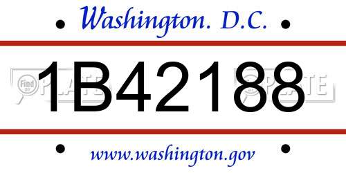 1B42188 District Of Columbia License Plate