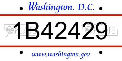 1B42429 District Of Columbia License Plate