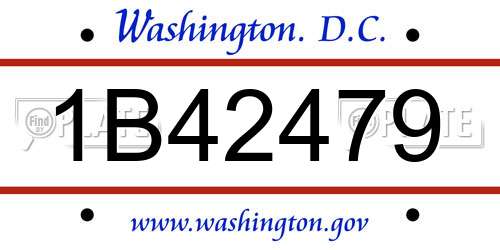 1B42479 District Of Columbia License Plate
