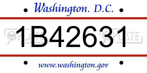1B42631 District Of Columbia License Plate