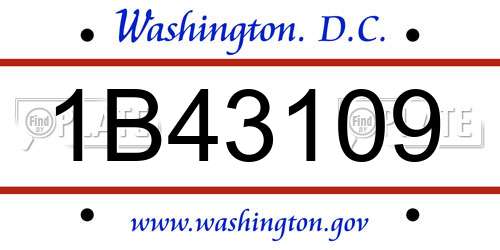 1B43109 District Of Columbia License Plate
