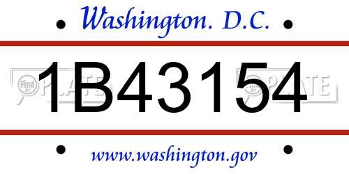 1B43154 District Of Columbia License Plate