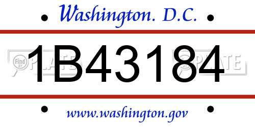 1B43184 District Of Columbia License Plate