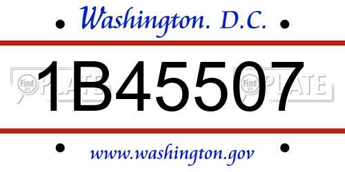 1B45507 District Of Columbia License Plate