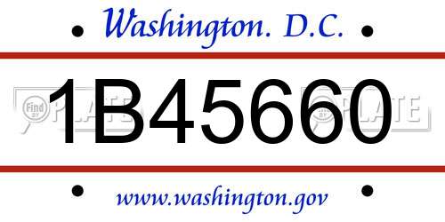 1B45660 District Of Columbia License Plate