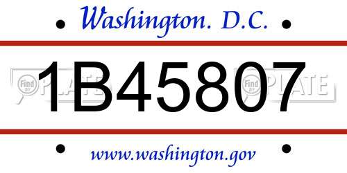 1B45807 District Of Columbia License Plate