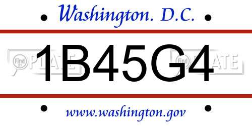 1B45G4 District Of Columbia License Plate