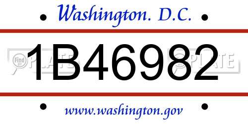 1B46982 District Of Columbia License Plate