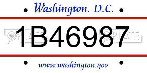 1B46987 District Of Columbia License Plate