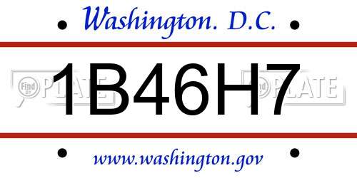 1B46H7 District Of Columbia License Plate