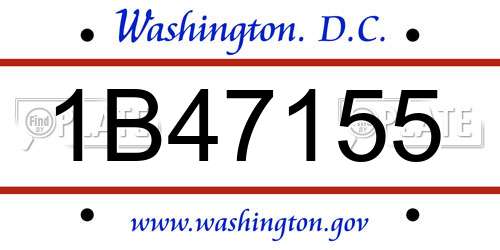 1B47155 District Of Columbia License Plate