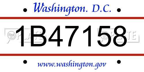 1B47158 District Of Columbia License Plate