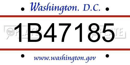 1B47185 District Of Columbia License Plate