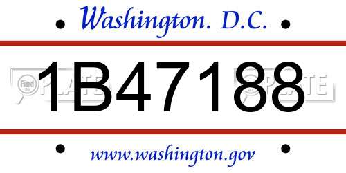 1B47188 District Of Columbia License Plate