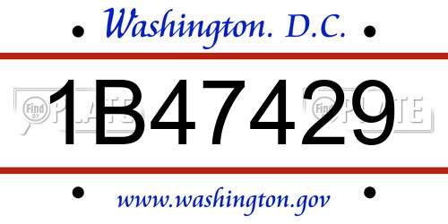 1B47429 District Of Columbia License Plate