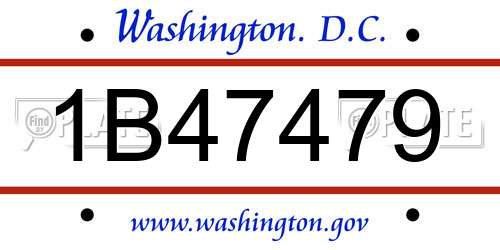 1B47479 District Of Columbia License Plate