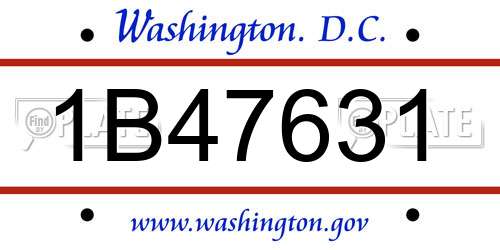 1B47631 District Of Columbia License Plate