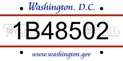 1B48502 District Of Columbia License Plate