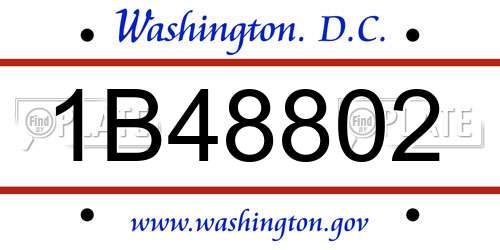 1B48802 District Of Columbia License Plate
