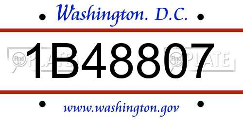 1B48807 District Of Columbia License Plate