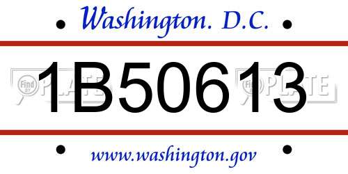 1B50613 District Of Columbia License Plate