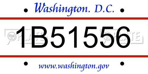 1B51556 District Of Columbia License Plate