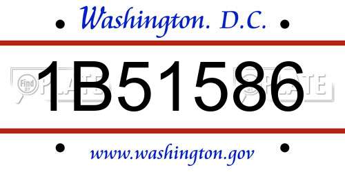 1B51586 District Of Columbia License Plate