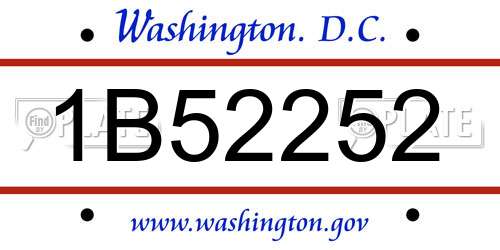 1B52252 District Of Columbia License Plate