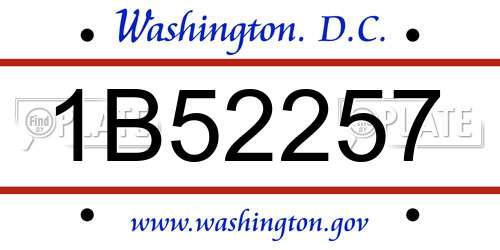 1B52257 District Of Columbia License Plate
