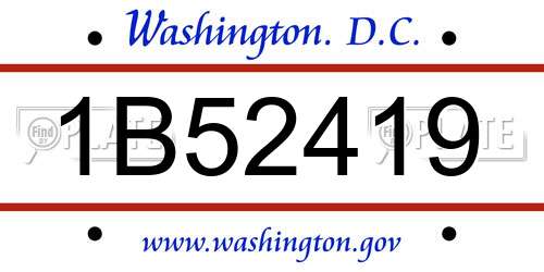 1B52419 District Of Columbia License Plate