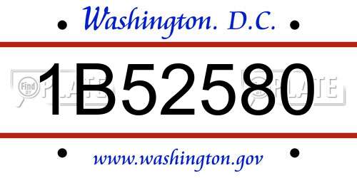 1B52580 District Of Columbia License Plate
