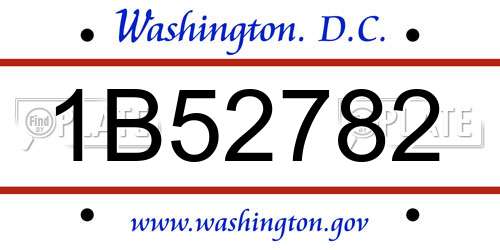 1B52782 District Of Columbia License Plate
