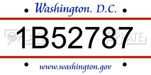 1B52787 District Of Columbia License Plate