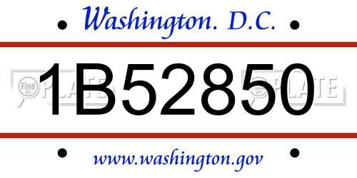 1B52850 District Of Columbia License Plate