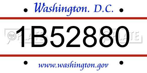 1B52880 District Of Columbia License Plate