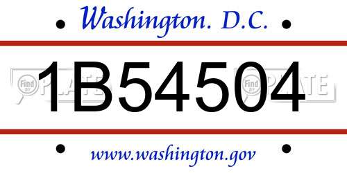 1B54504 District Of Columbia License Plate