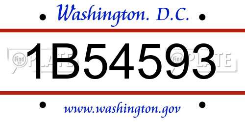1B54593 District Of Columbia License Plate