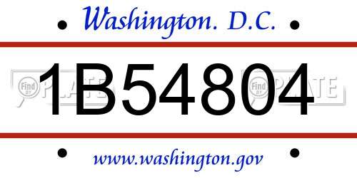 1B54804 District Of Columbia License Plate