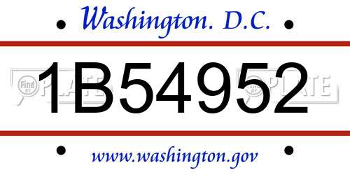 1B54952 District Of Columbia License Plate