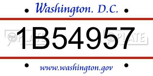 1B54957 District Of Columbia License Plate