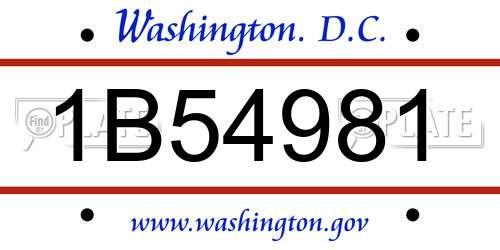 1B54981 District Of Columbia License Plate