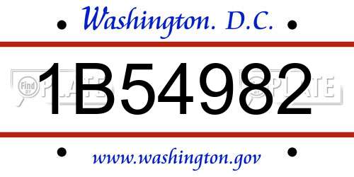 1B54982 District Of Columbia License Plate