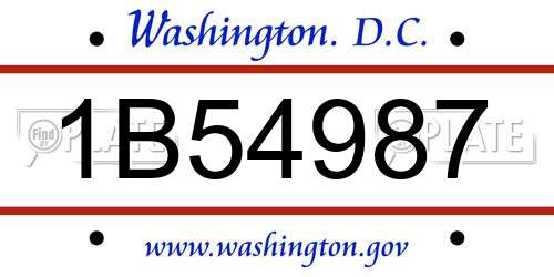 1B54987 District Of Columbia License Plate