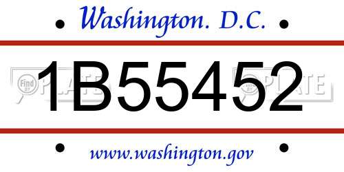 1B55452 District Of Columbia License Plate